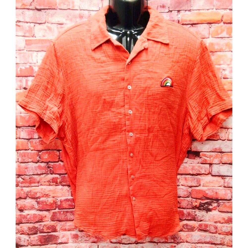 Take Pride Target Shirt Men's 2XL Orange Short Sleeve Classic Fit Button-Down